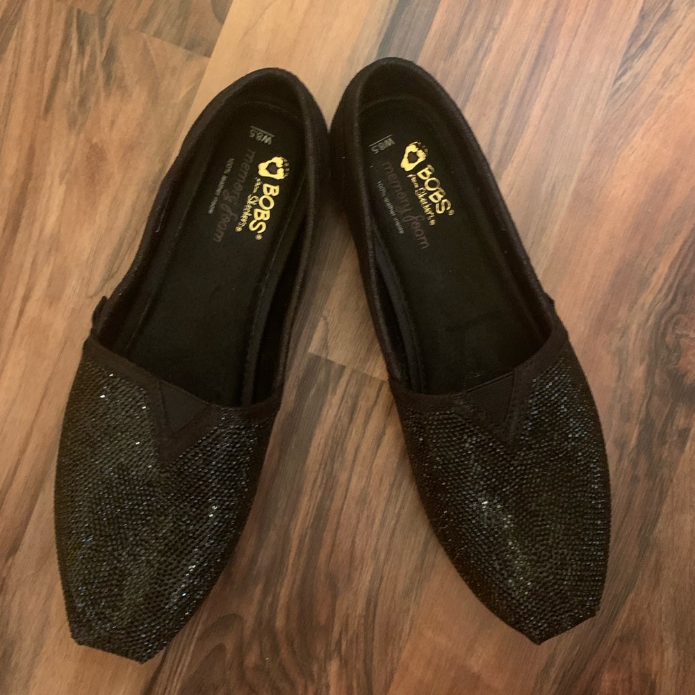 Black Metallic Bobs slip on